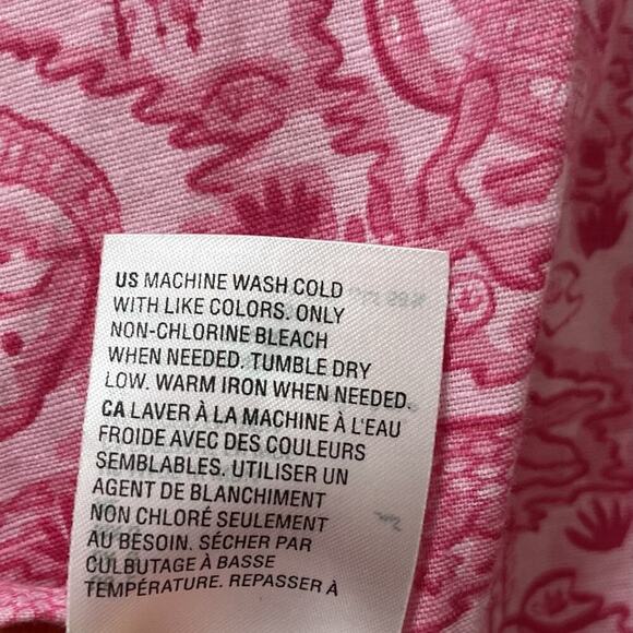 Charter Club Alligator Print Linen Blend Button Up Shirt Size L Vacation Womens - Picture 10 of 10